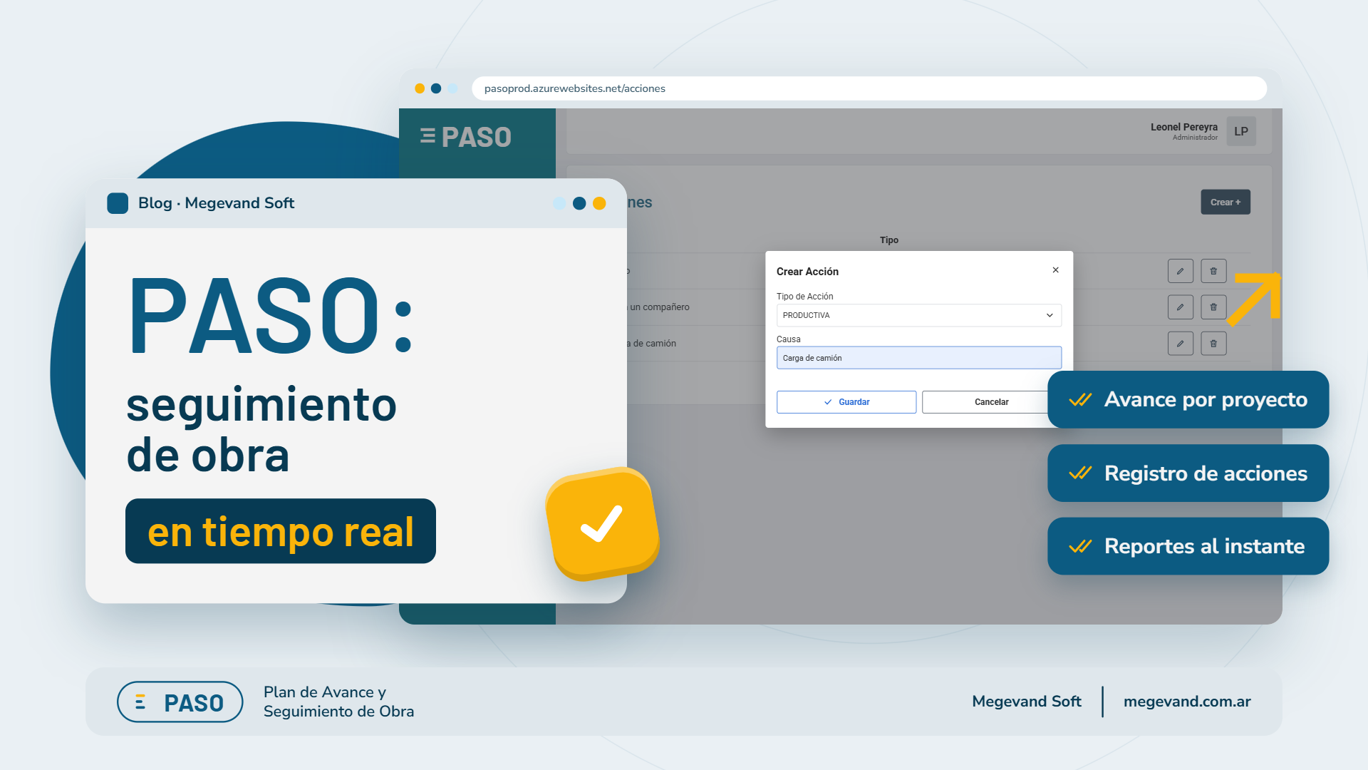 PASO, programa de Megevand Soft para el control de producción en carpinterías de aluminio y PVC